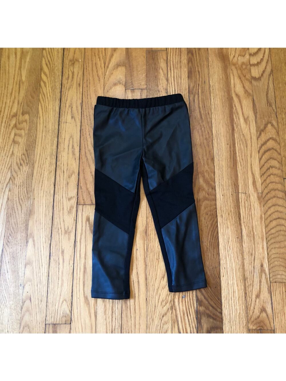 Kinderkind NWOT Toddler Black Faux Leather Accent Pants - Size 3T